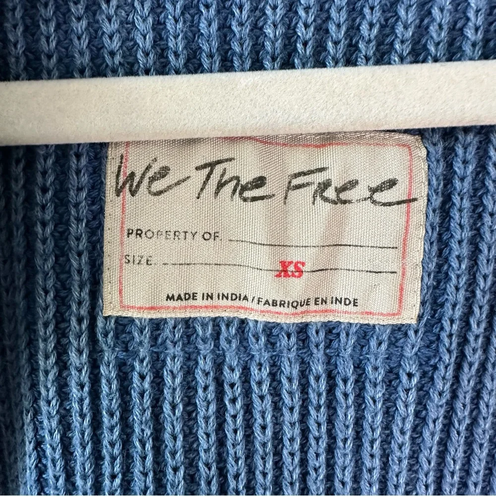 Free People Worn Thru Surplus Cardi Sparkling Blue SZ XS - Picture 4 of 7